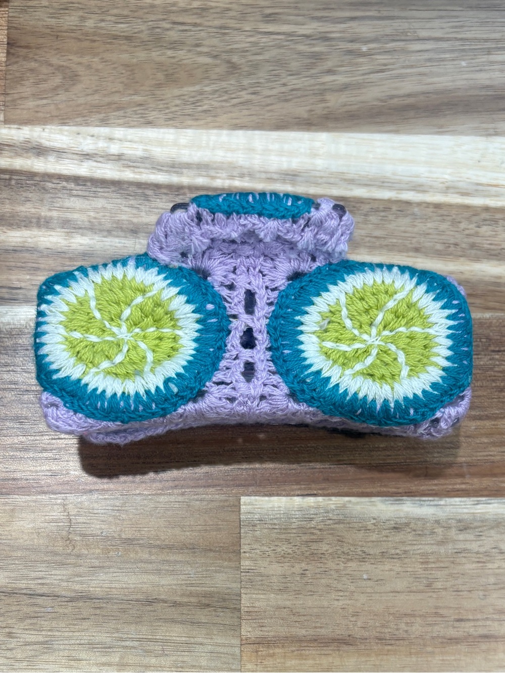 Handmade Crochet Hair Claw with Colorful Motif